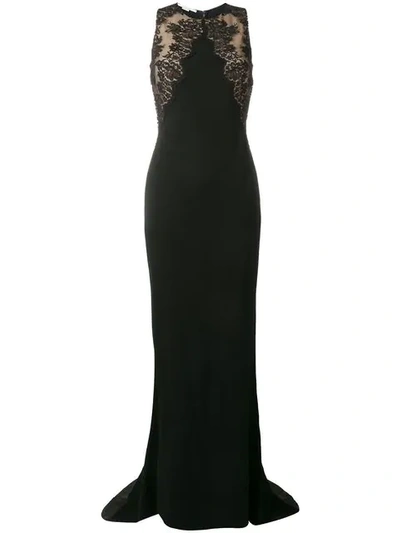 Shop Stella Mccartney Lace Insert Evening Dress In Black