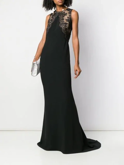 Shop Stella Mccartney Lace Insert Evening Dress In Black