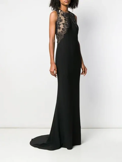 Shop Stella Mccartney Lace Insert Evening Dress In Black