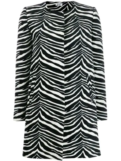 Shop Liu •jo Zebra Print Coat In Black