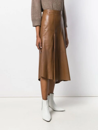 Shop Brunello Cucinelli Asymmetric Midi Skirt In Brown
