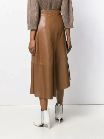 Shop Brunello Cucinelli Asymmetric Midi Skirt In Brown