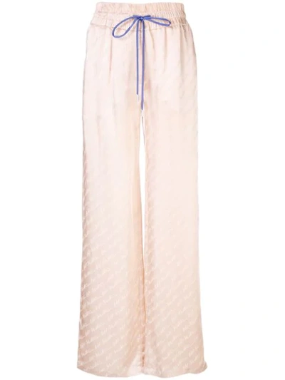 Shop Off-white Logo Signature Wide-leg Trousers In Pink