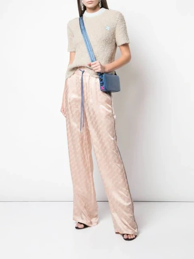 Shop Off-white Logo Signature Wide-leg Trousers In Pink