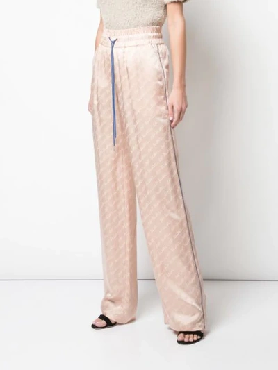 Shop Off-white Logo Signature Wide-leg Trousers In Pink