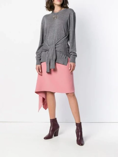 Shop Chloé Fine Knit Tie-waist Top In Grey