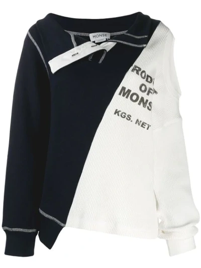 Shop Monse Colour Block Sweater In Blue