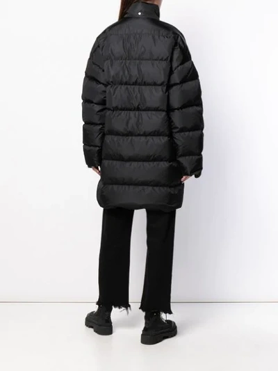 Shop Msgm Hooded Padded Coat In Black