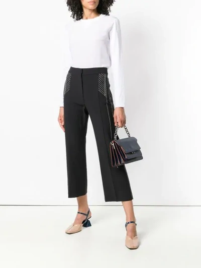 Shop Sport Max Code Stitch Detail Cropped Trousers In Black