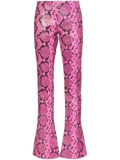MARQUES'ALMEIDA PYTHON EFFECT LEATHER TROUSERS - 粉色