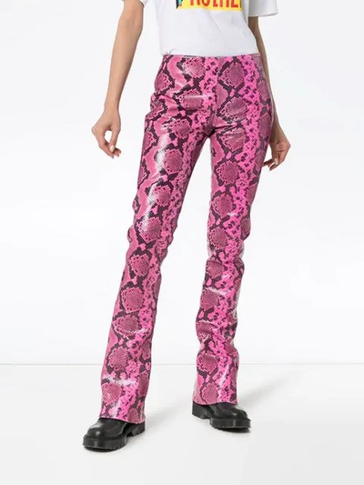 MARQUES'ALMEIDA PYTHON EFFECT LEATHER TROUSERS - 粉色