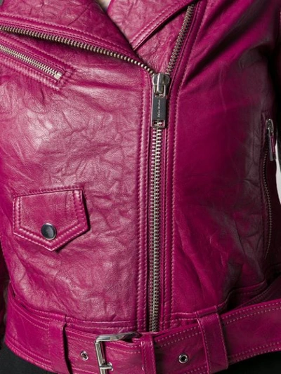 Shop Michael Michael Kors Wrinkled Biker Jacket In Purple