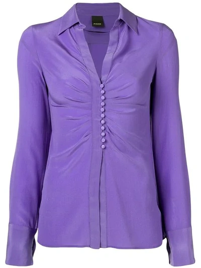 Shop Pinko Drapped Button Blouse In Purple