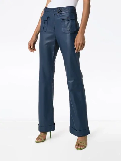 Shop Sies Marjan Nola Belted Flare Trousers In Blue