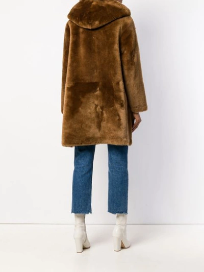 hooded shearling coat