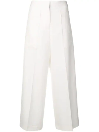 Shop Jil Sander Cropped Wide Leg Trousers In White