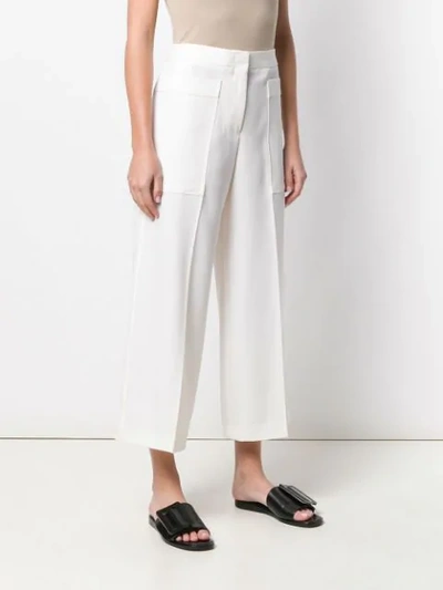 Shop Jil Sander Cropped Wide Leg Trousers In White