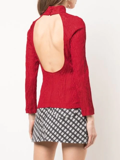 Shop Alexa Chung Open Back Blouse In Red