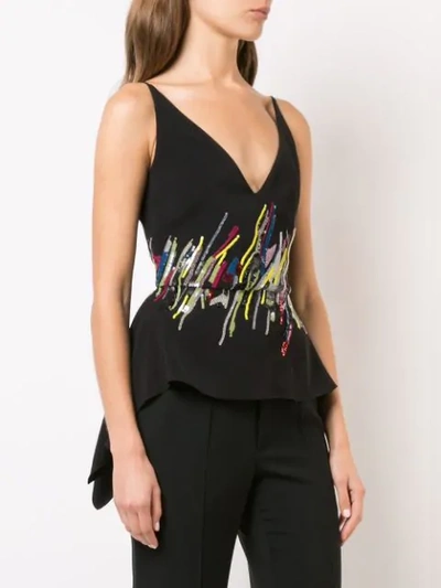 Shop Cushnie Et Ochs Cushnie Halima Plunge Peplum Top - Black