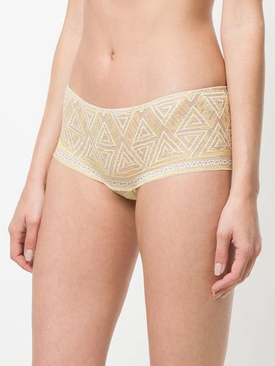 Shop Chite' Lace Embroidered Briefs In Yellow