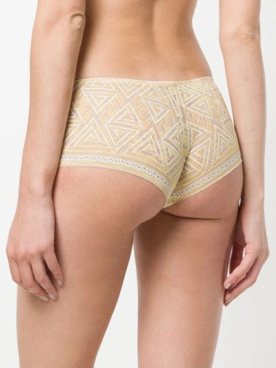 Shop Chite' Lace Embroidered Briefs In Yellow