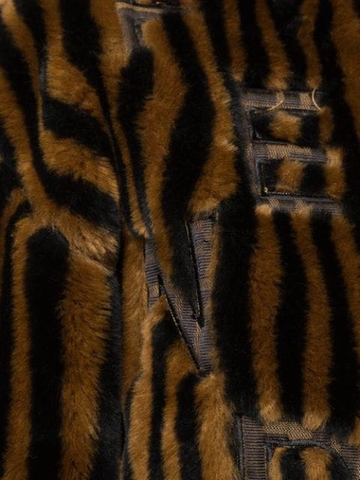 Pre-owned Fendi Striped Faux Fur Jacket In Black