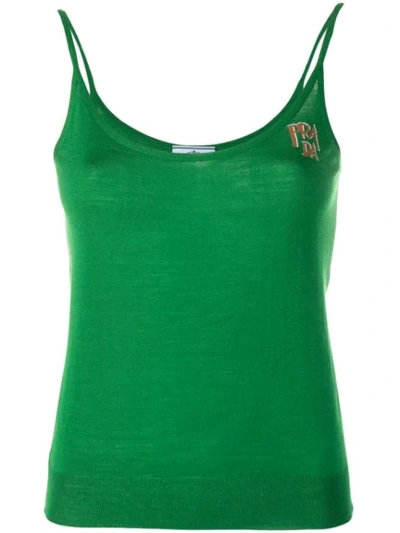 Shop Prada Intarsia Knit Vest In Green