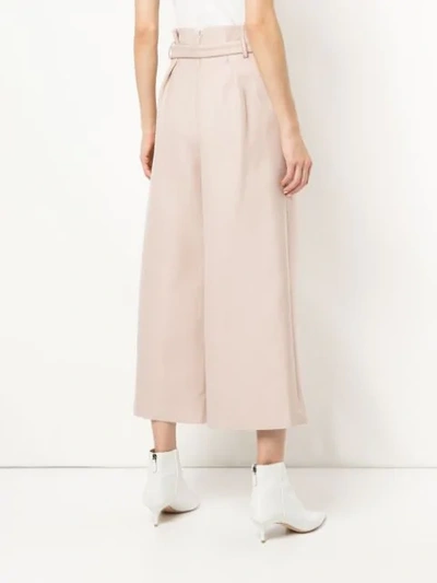 Shop Comme Moi Cropped Wide Leg Trousers In Pink