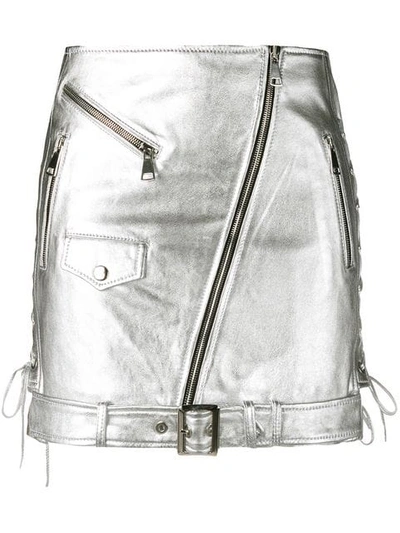 Shop Manokhi Metallic Biker Skirt In Silver
