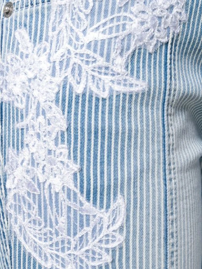 Shop Ermanno Scervino Embroidered Striped Jeans In Blue