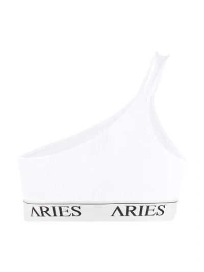 ARIES 单肩文胸上衣 - 白色