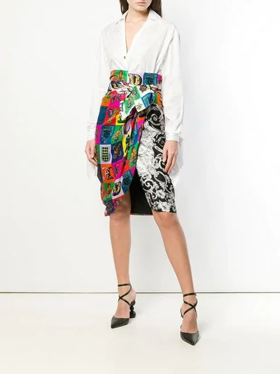 Shop Versace Printed Wrap Skirt In White