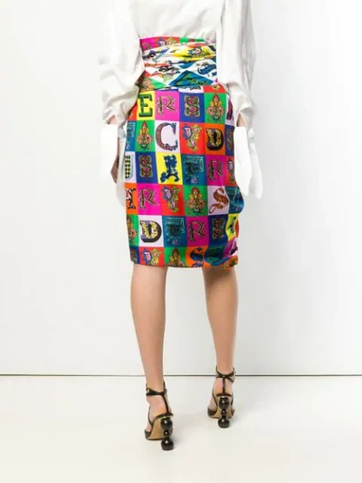 Shop Versace Printed Wrap Skirt In White