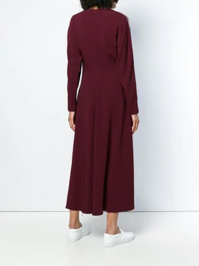 Shop Stella Mccartney Long Lace-up Dress In 4061 Navy/ Burgundy