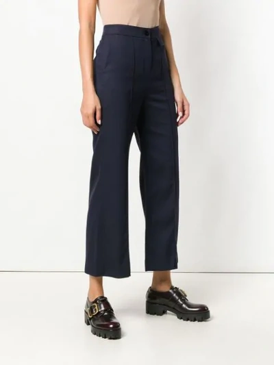 Shop See By Chloé Cropped Wide Leg Trousers In Blue