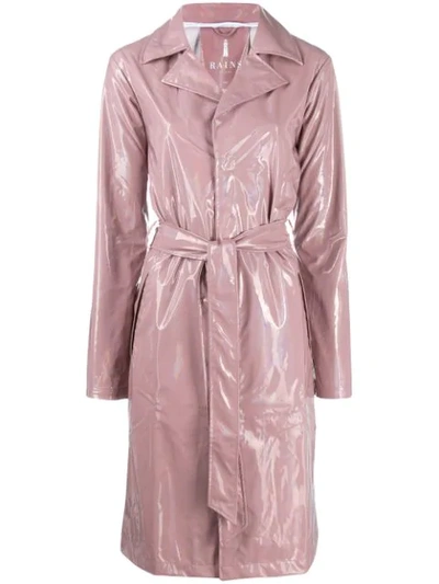 Shop Rains Belted Raincoat In Pink