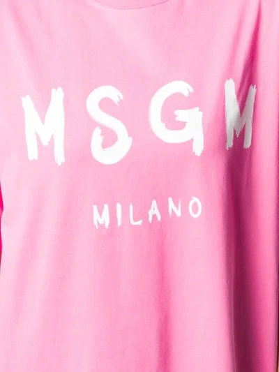 Shop Msgm Logo Print Oversized T-shirt In Pink