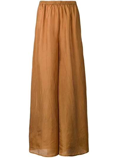 Shop Mes Demoiselles Elasticated Palazzo Trousers In Brown
