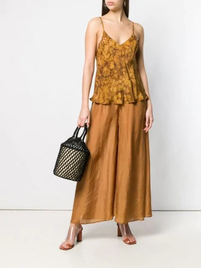 Shop Mes Demoiselles Elasticated Palazzo Trousers In Brown
