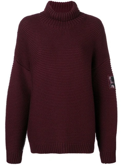Shop Courrèges Drop Shoulder Roll-neck Sweater In Red