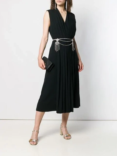 Shop Gucci Pleated Wrap Dress In Black
