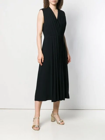 Shop Gucci Pleated Wrap Dress In Black