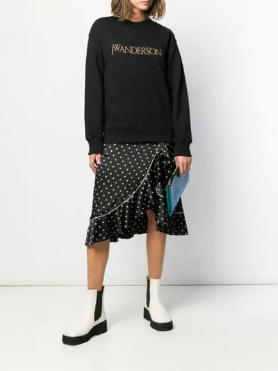 Shop Jw Anderson Multicoloured Embroidered Logo Sweater In 999  Black
