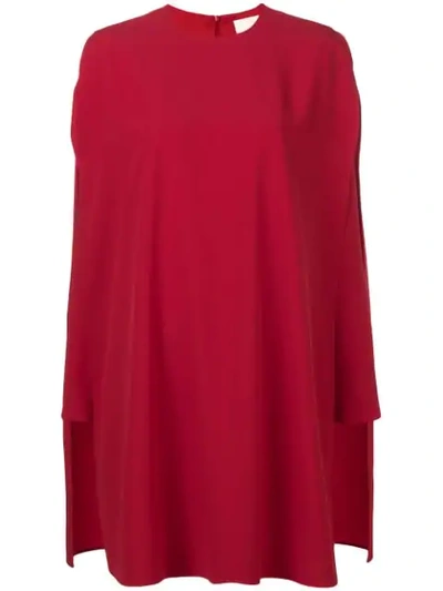 Shop Sara Battaglia Flared Cape Dress In Red