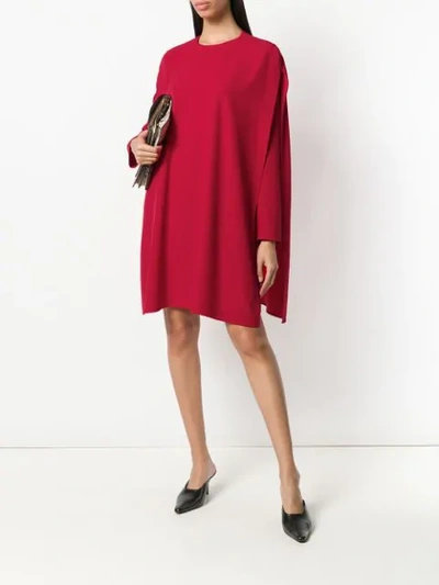 Shop Sara Battaglia Flared Cape Dress In Red