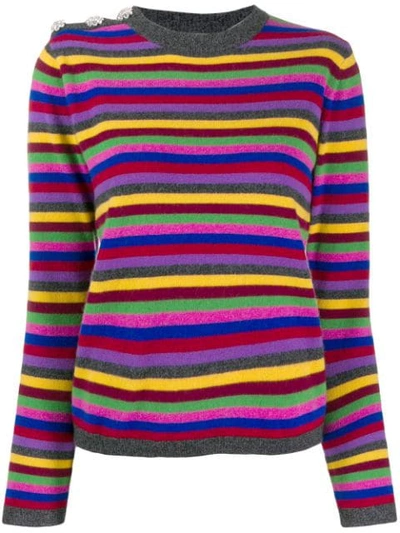 GANNI MULTICOLOURED KNITTED TOP - 灰色