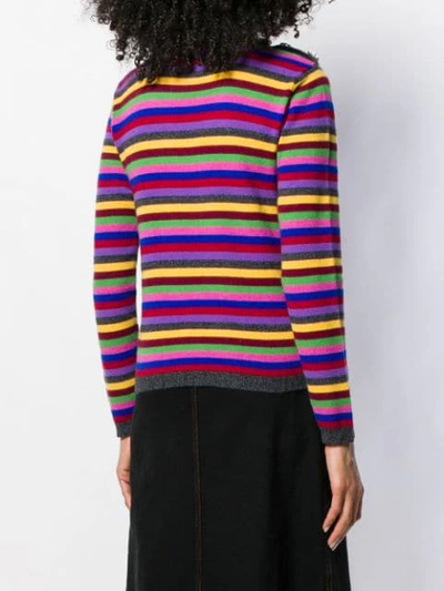 Shop Ganni Striped Cashmere Jumper In Grey