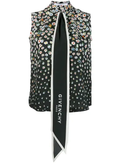 Givenchy Black Women's Floral Oversized Tie Shirt In Black