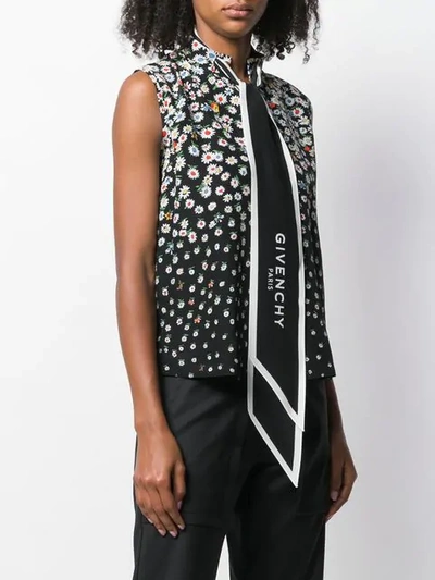 Givenchy Black Women's Floral Oversized Tie Shirt In Black
