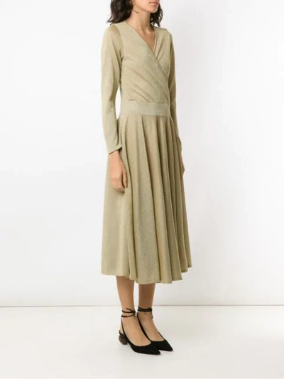 Shop Cecilia Prado Knitted Drape Midi Dress In Gold